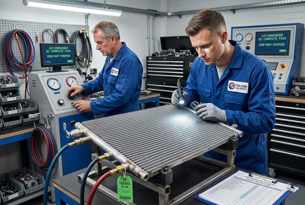 Tested used OEM A/C condenser with clean aluminum fins