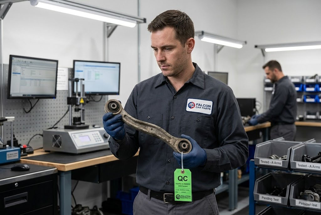 Tested used rear upper control arm with intact bushings