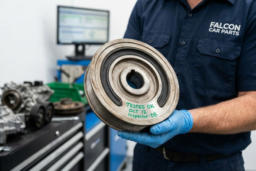 Tested used OEM crankshaft pulley and harmonic balancer
