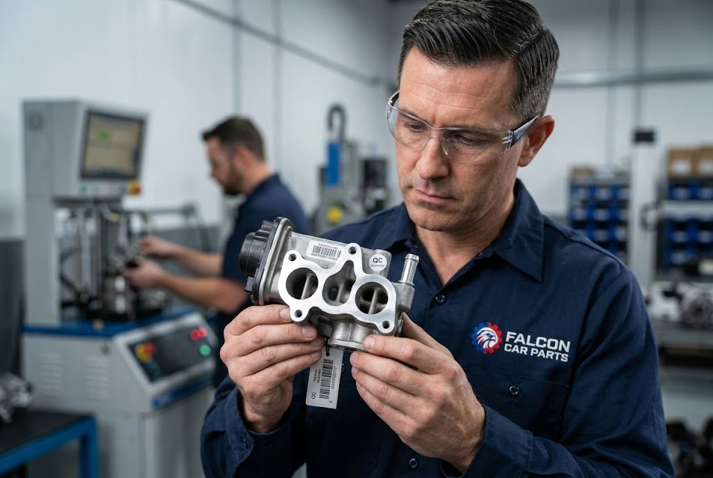 Close up of a tested used OEM EGR valve with clean ports