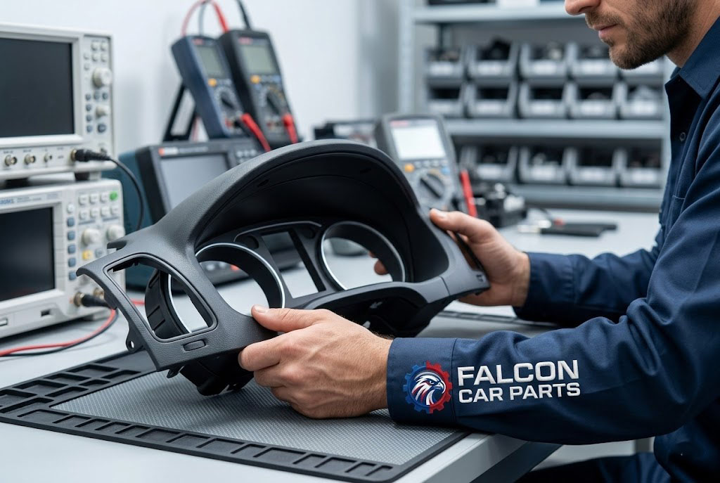 Close up of a clean, crack-free used instrument cluster bezel