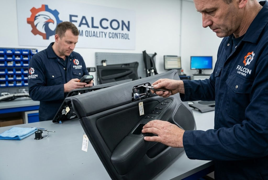 Close up of a clean used interior rear door trim panel