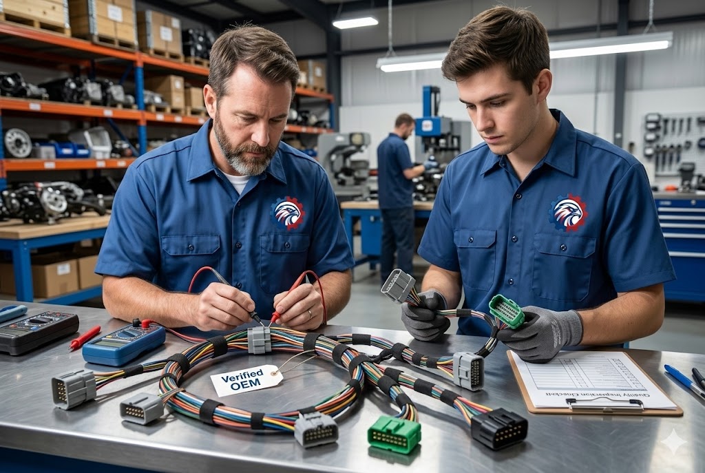 OEM used lamp wiring harness with clean connectors and un-cut wires