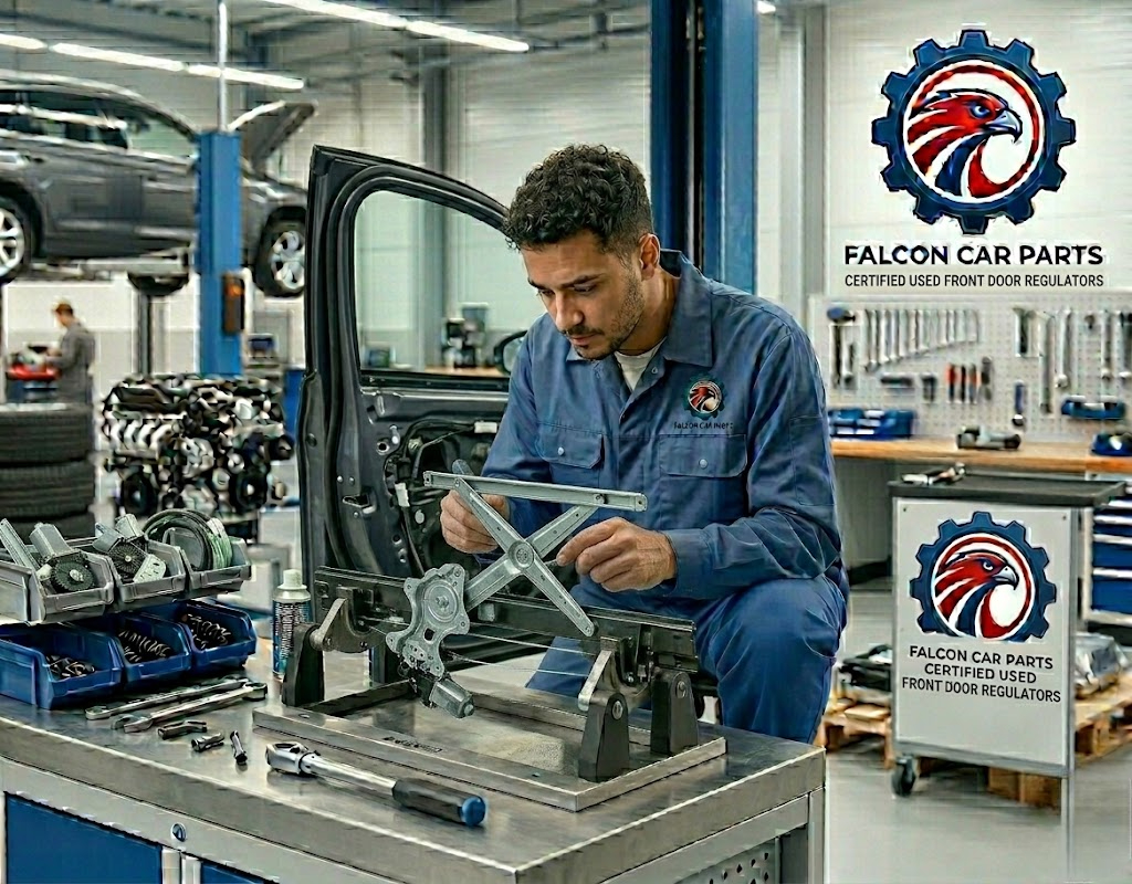 Tested used front window regulator with motor and clean guide rails