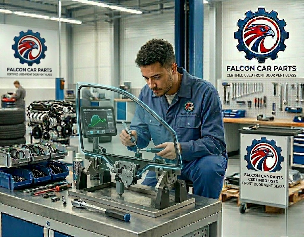 Tested used front vent glass with clean edges and factory safety certification