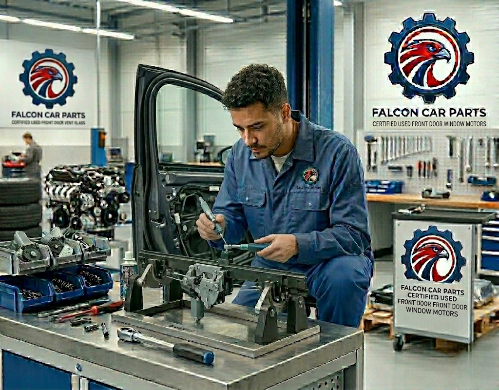 Tested used front window motor with clean electrical pins and sharp drive gear