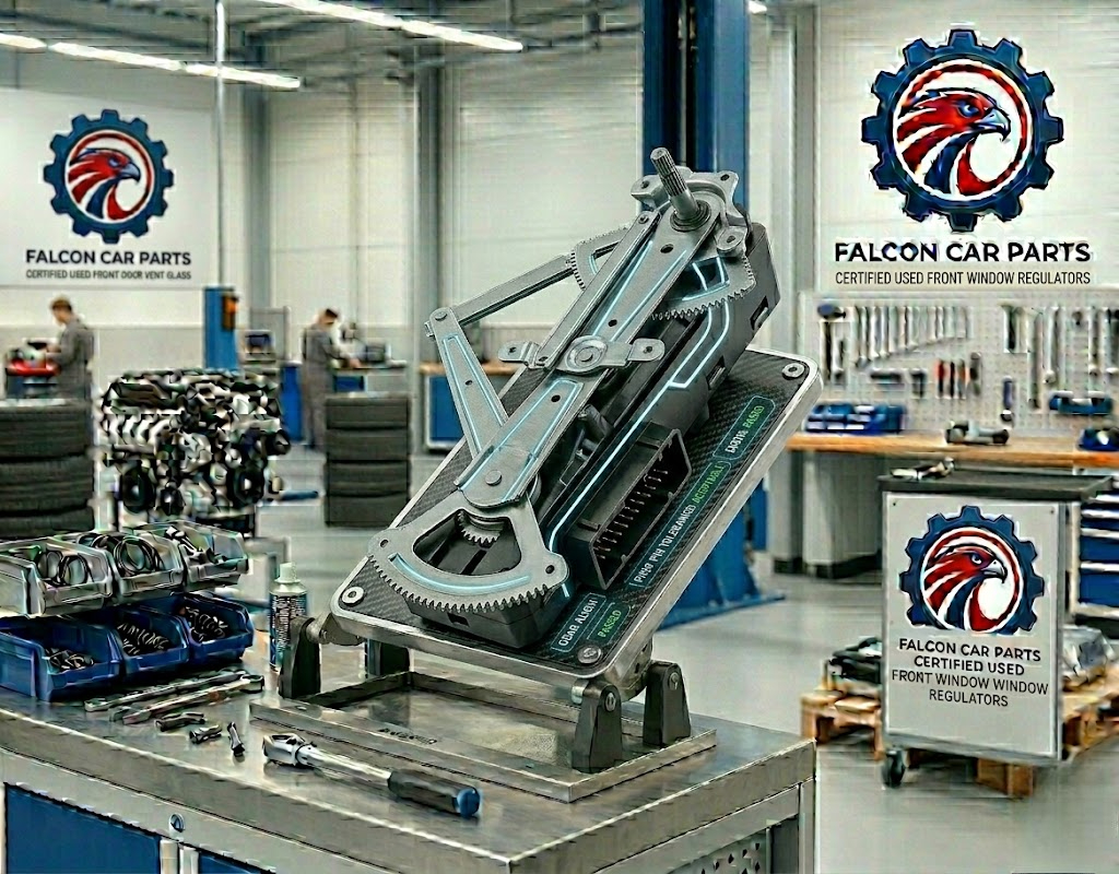 Tested used front window regulator with clean guide rails and intact cable system