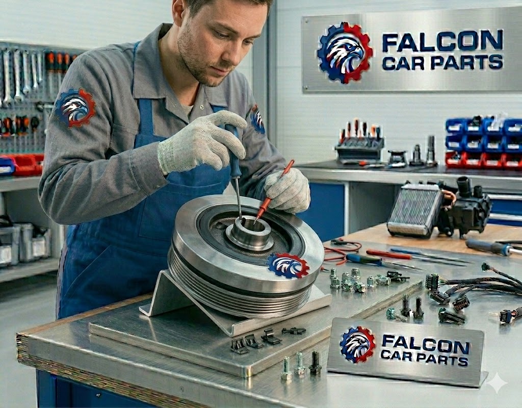 Inspected used harmonic balancer showing clean pulley grooves and rubber seal