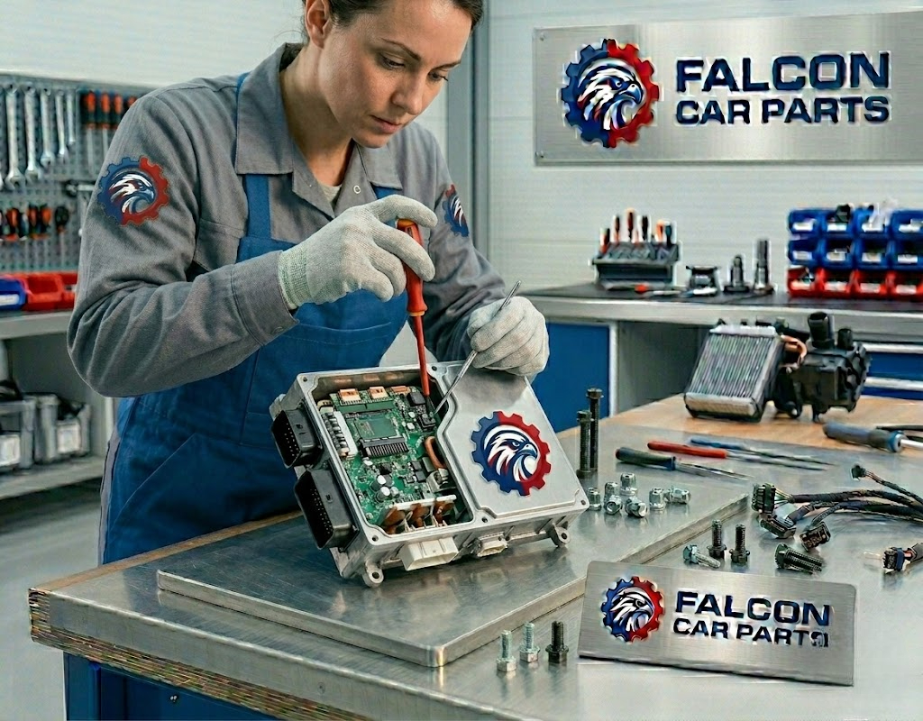 Technical staff testing a used car ignition control module