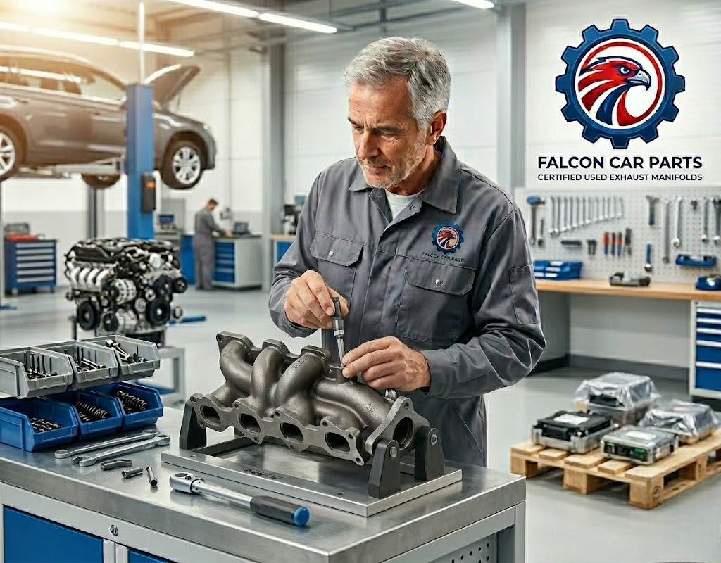 Inspected used cast iron exhaust manifold with clean mounting surface