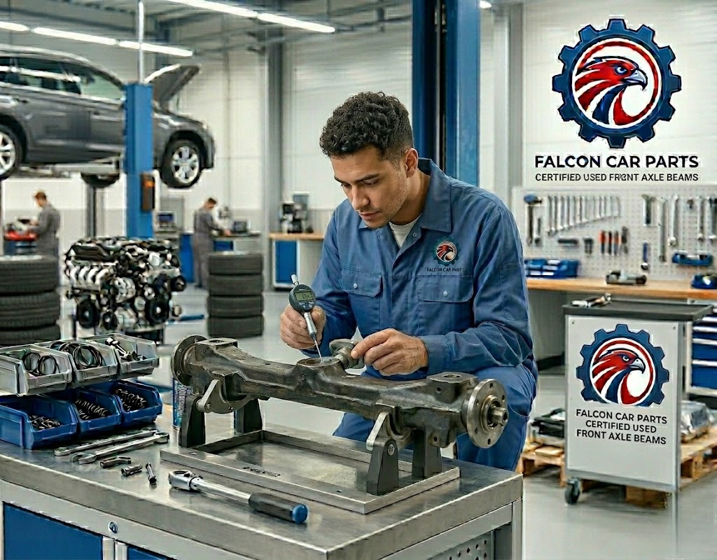 Tested used front axle beam with clean mounting points