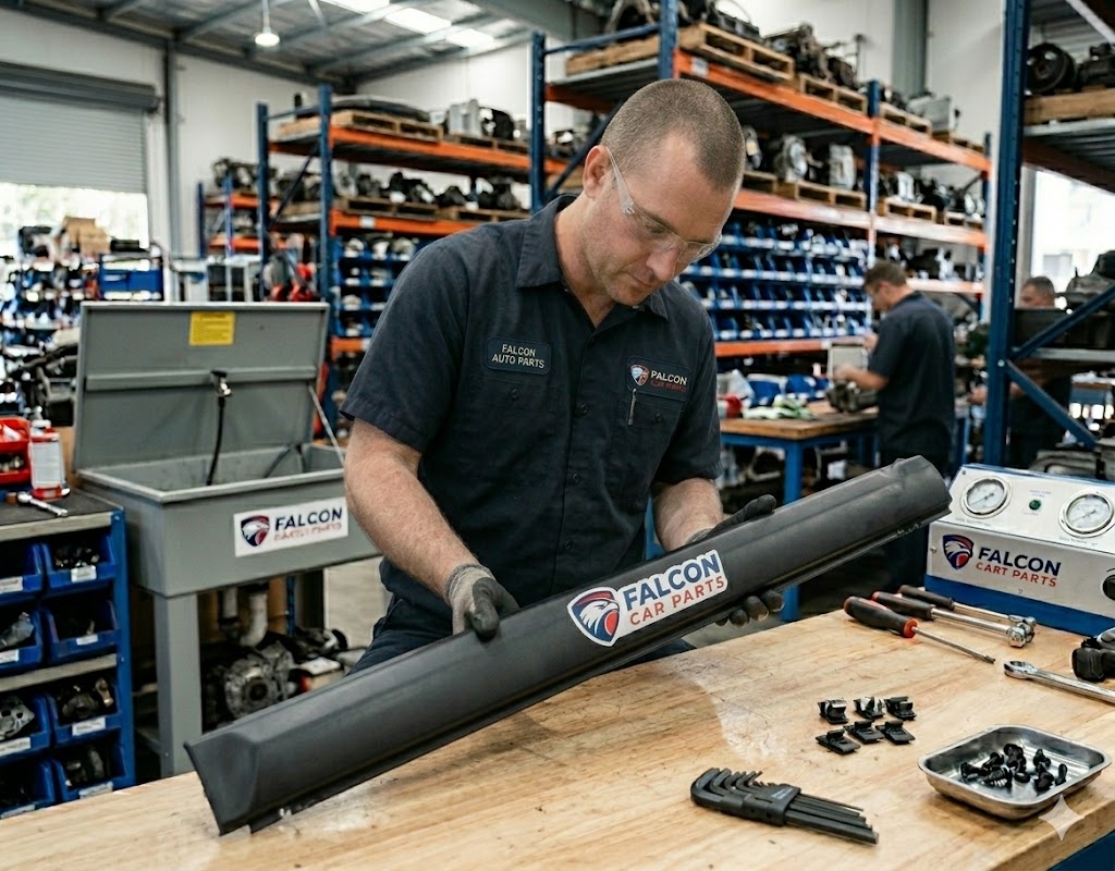 Tested used OEM tailgate gate moulding showing clean mounting tabs