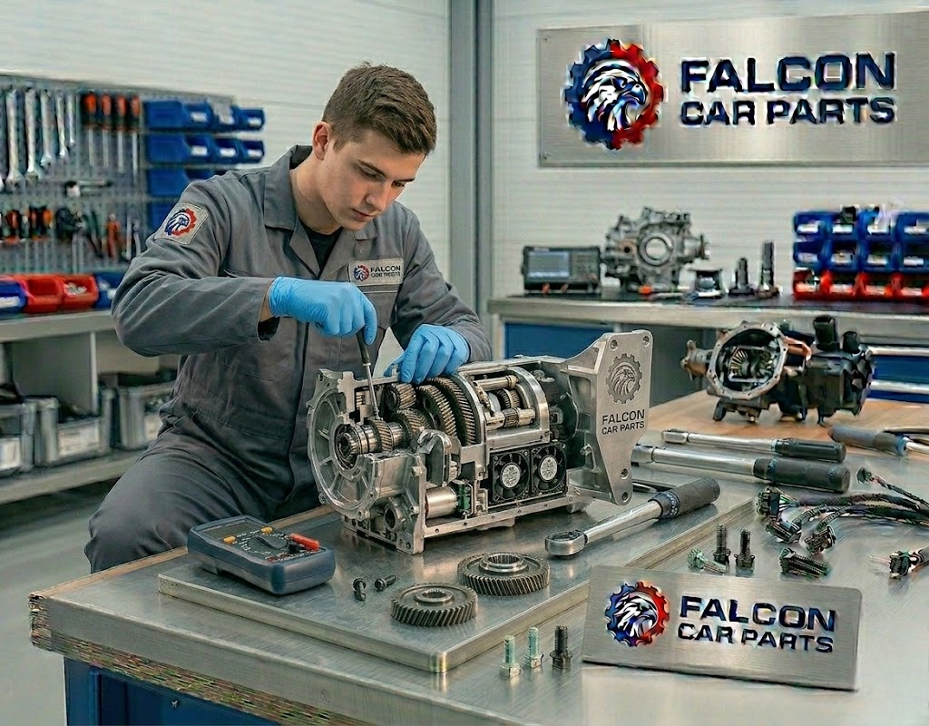 Technical staff inspecting a rear cross member