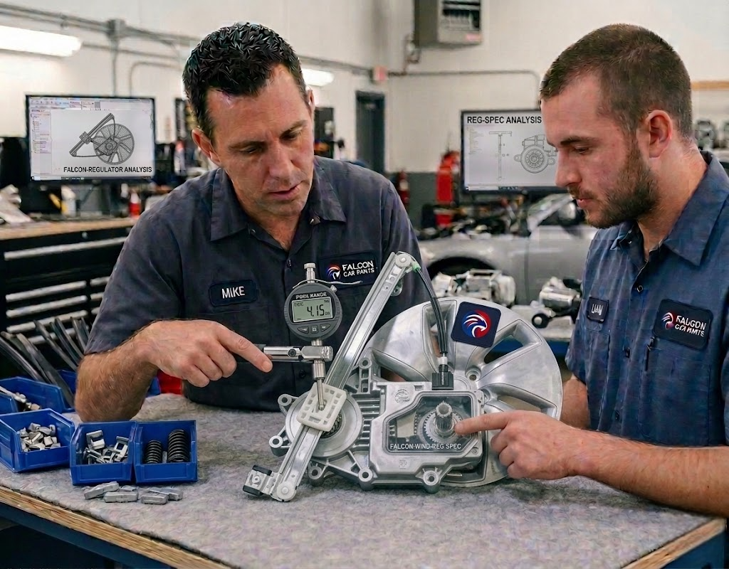 Technical inspection of a front window regulator assembly